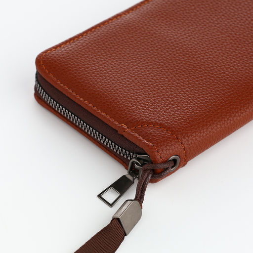 Портмоне мужское на молнии, отдел для карт, монет, коричневое