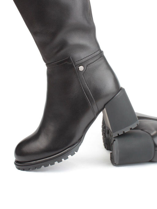 02-FI915-1M BLACK Сапоги зимние женские (натуральная кожа, байка, натуральный мех)