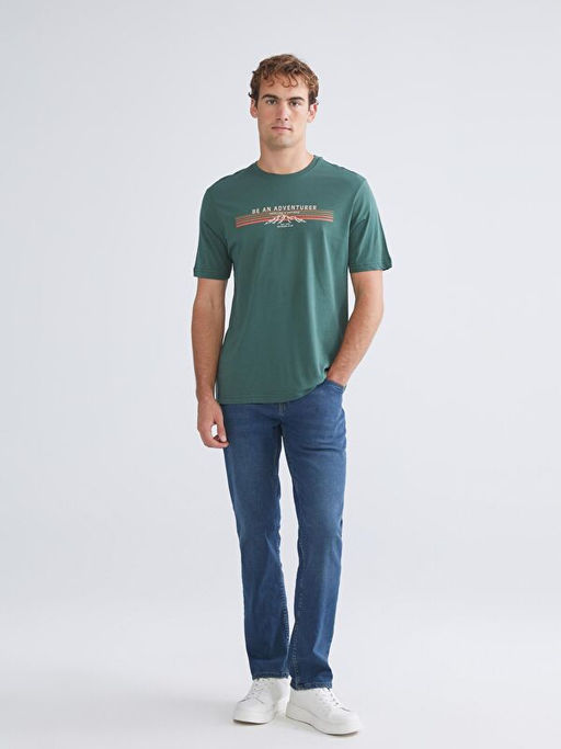 Bisiklet Yaka Bask?l? Erkek Ti??rt