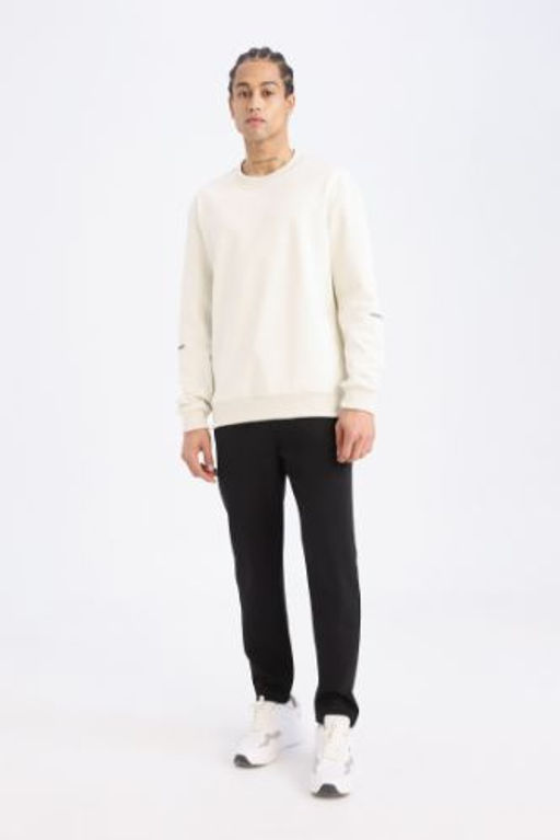 DeFactoFit Slim Fit Sporcu Jogger Esofman Alt? Dar Kesim Fermuarl? Basic Duz Standart Paca