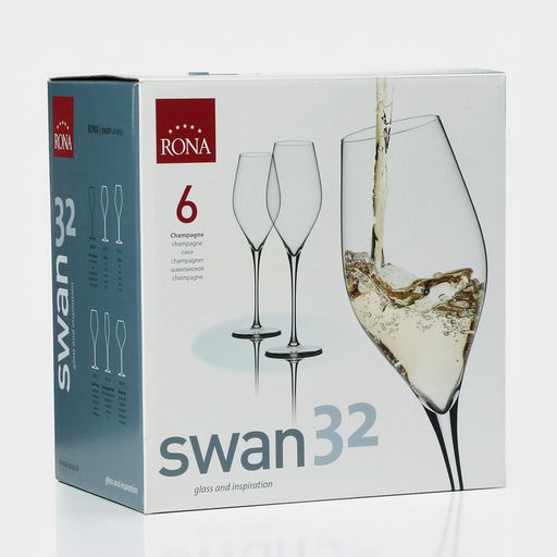 Бокалы для вина Swan, 320 мл, набор 6 шт., хрустальное стекло, прозрачные