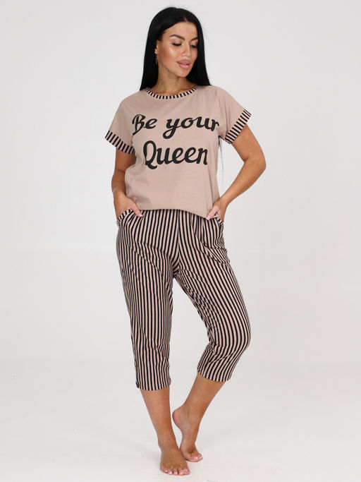 464-П ПИЖАМА ЖЕНСКАЯ (бриджи) (Бежевый) - А-дина фото 2