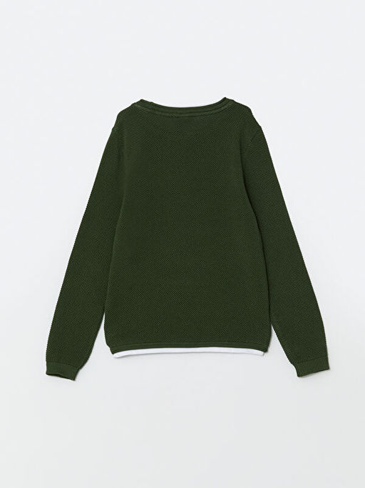 Bisiklet Yaka Dokulu Erkek ?ocuk Triko Kazak