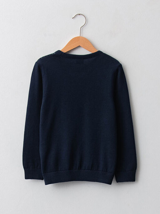 Bisiklet Yaka Desenli Uzun Kollu Erkek ?ocuk ?nce Triko Kazak - Waikiki фото 2