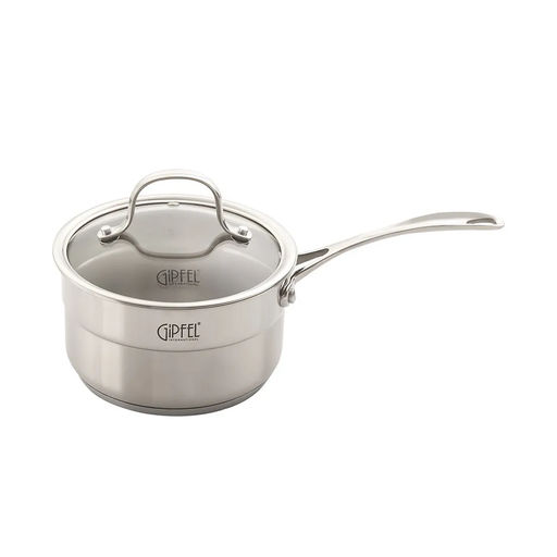 1271 GIPFEL Ковш GALA 16х9см/1,5 л со стеклянной крышкой, с индукционным капсульным дном. Материал: нерж. сталь 18/10. Толщина: 0,7мм / 4мм  фото 2