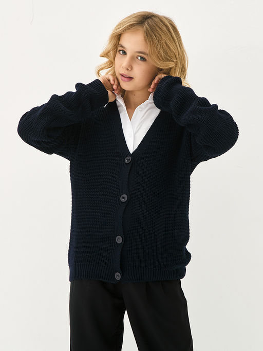Темно-синий вязаный кардиган для девочки - Kogankids фото 8