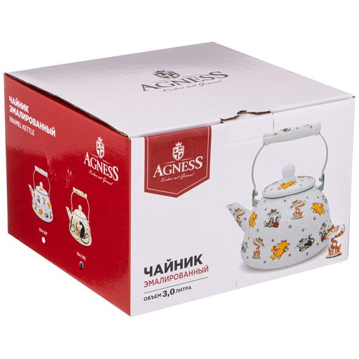 ЧАЙНИК AGNESS ЭМАЛИРОВАННЫЙ, 3,0Л, СЕРИЯ ПАРИЖСКИЕ КОТЫ