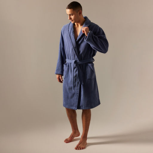 Халат махровый мужской SL HOME: Basic «Ривьера», размер M, хлопок 100%, синий