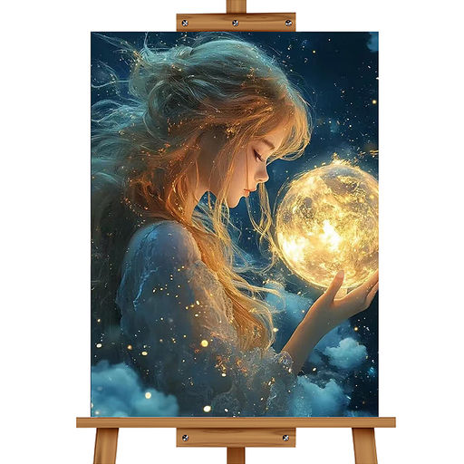 Мозаика алмазная "Девушка с шаром" (светится в темноте) 40*30 см.