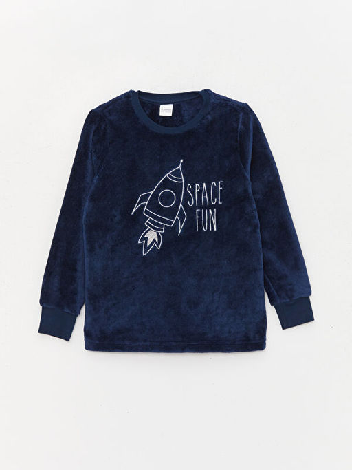 Bisiklet Yaka Nak??l? Uzun Kollu Pel?? Erkek ?ocuk Pijama Tak?m? - Waikiki фото 2