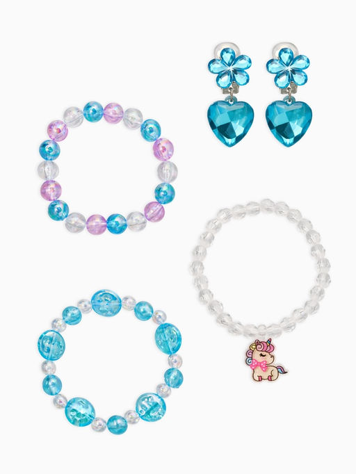 Комплект детский «Выбражулька» 4 предмета,3 браслета, 1 клипсы, единорог, сердце, цветной