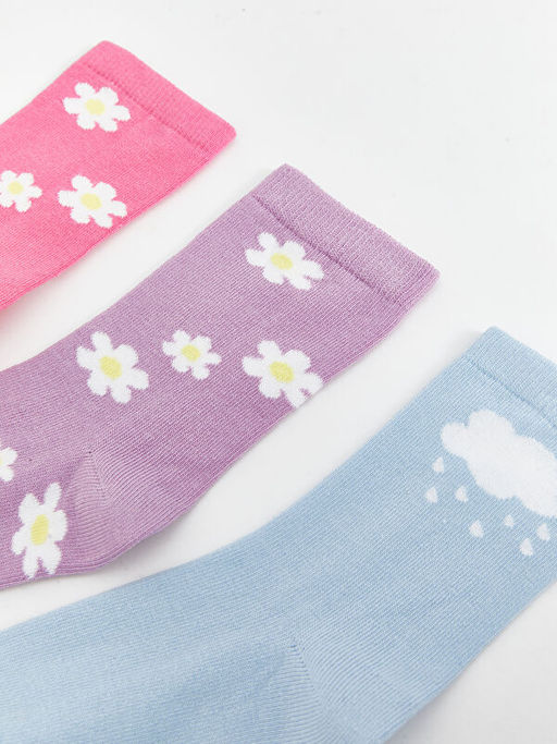 ?i?ekli K?z ?ocuk Soket ?orap 3l? - Waikiki фото 2