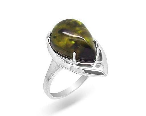 Кольцо из серебра янтарь, КП14з