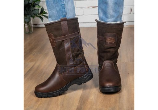 Сапоги Монголки натуральная кожа высокие коричневые, литая подошва
