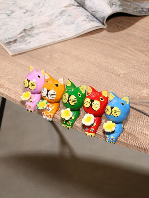 Сувенир интерьерный «Кошечки», набор 5 шт., дерево