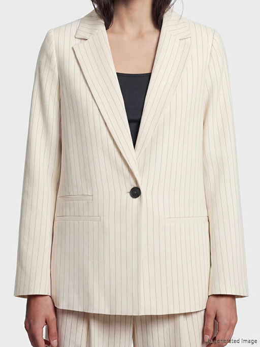 ?izgili Keten Kar???ml? Kad?n Blazer Ceket