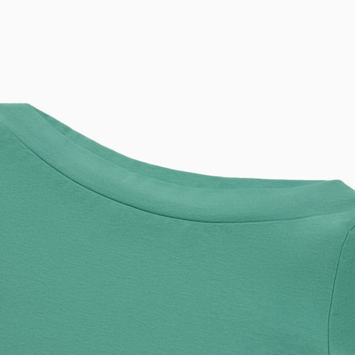 Футболка женская с вырезом лодочка MINAKU: Basic line, оливковая, размер 48