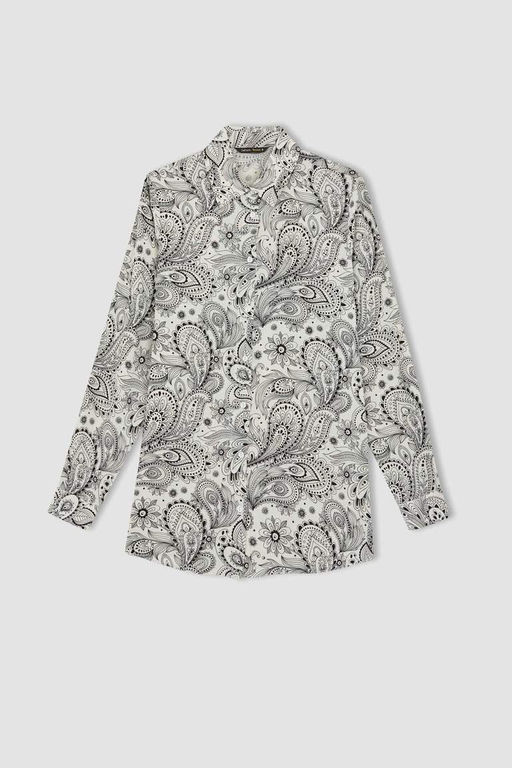 Туника свободного кроя с рубашечным воротником и длинными рукавами - Defacto фото 7