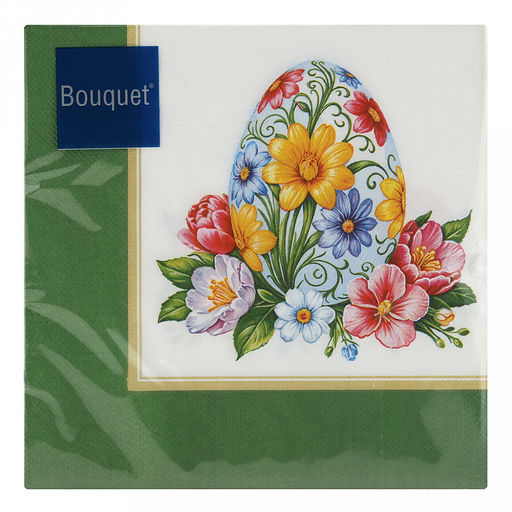 Салфетки бумажные "Bouquet" 33х33см, 3-х слойные, 20 штук в упаковке, 100% целлюлоза, "Пасхальный сувенир" (Россия)