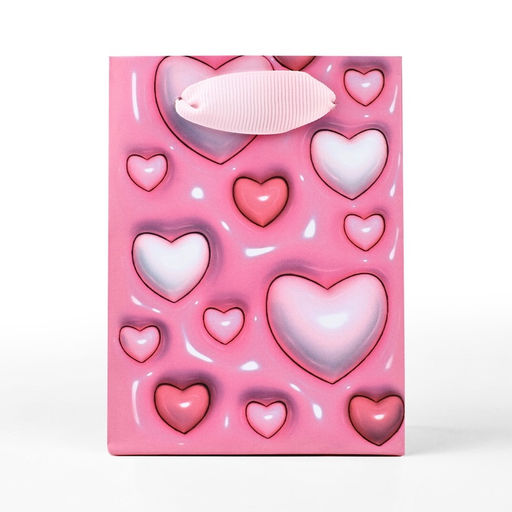 Цена за 4 шт. Пакет ламинированный «Сердца», 9 х 12 х 6.5 см