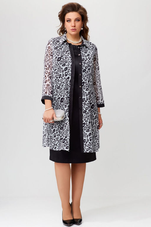 Кардиган FITA 20255 черно-белый