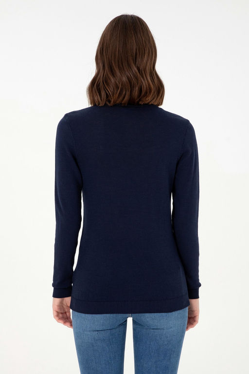 Женский темно-синий базовый свитер с v-образным вырезом Неожиданная скидка в корзине - U.s. polo assn фото 5