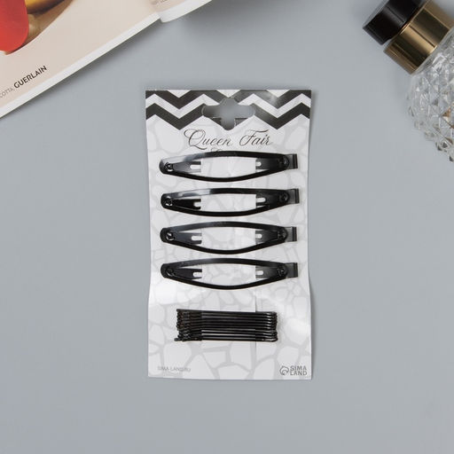 Цена за 4 шт. Невидимки для волос «Классик», набор 14 шт., форма, 5 см и 6 см, чёрные