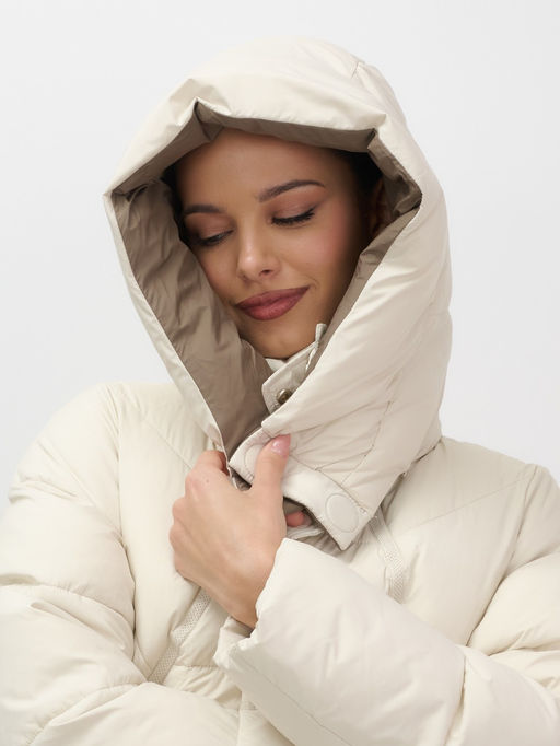 Пальто зимнее Visdeer 7709B женское утепленное 240 г/м² бежевое  фото 15