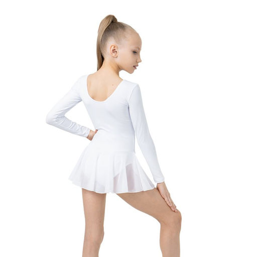 Купальник для хореографии Grace Dance, юбка-сетка, с длинным рукавом, р. 30, цвет белый  фото 4