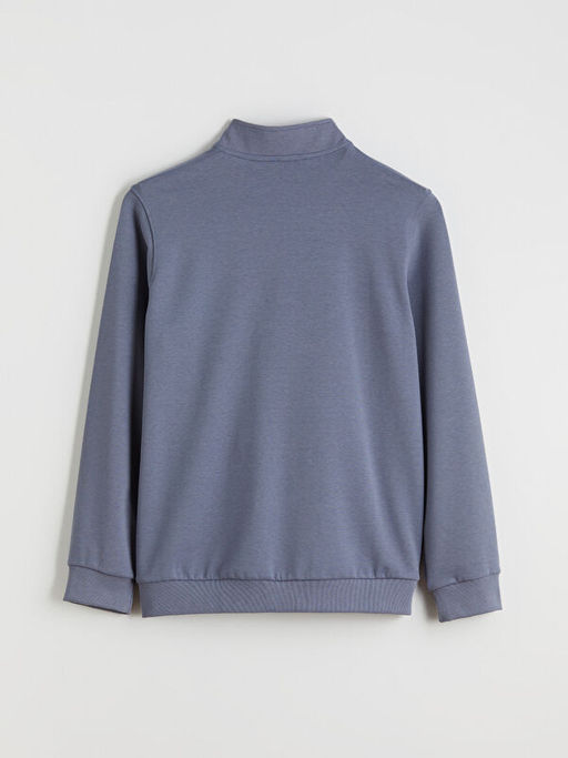 Rahat Kal?p Dik Yaka Erkek Fermuarl? Sweatshirt