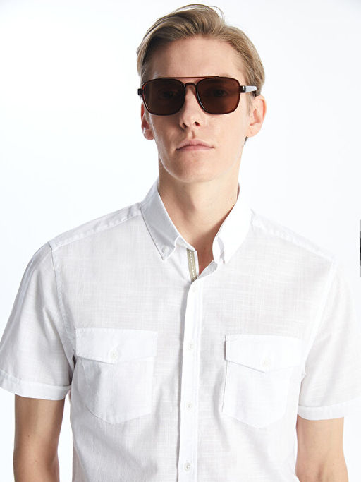 Slim Fit K?sa Kollu Poplin Erkek G?mlek