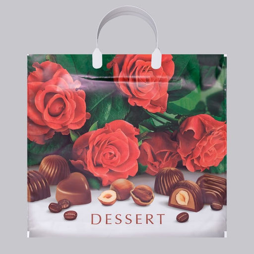 Цена за 10 шт. Пакет «Десерт», полиэтиленовый с пластиковой ручкой, 80 мкм 37×34 см