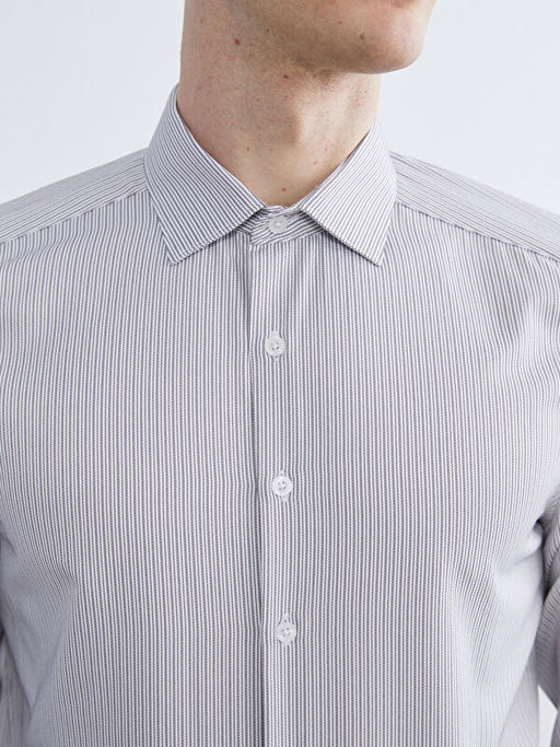 Slim Fit Uzun Kollu ?izgili Erkek G?mlek
