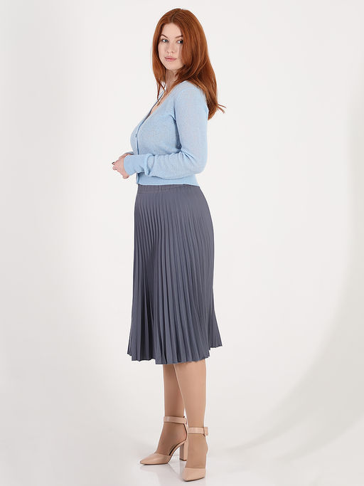Серая плиссированная юбка больших размеров женская - Almond фото 4