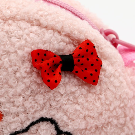 Сумка детская плюшевая, «Мишка» с бантиком, нежно-розовая