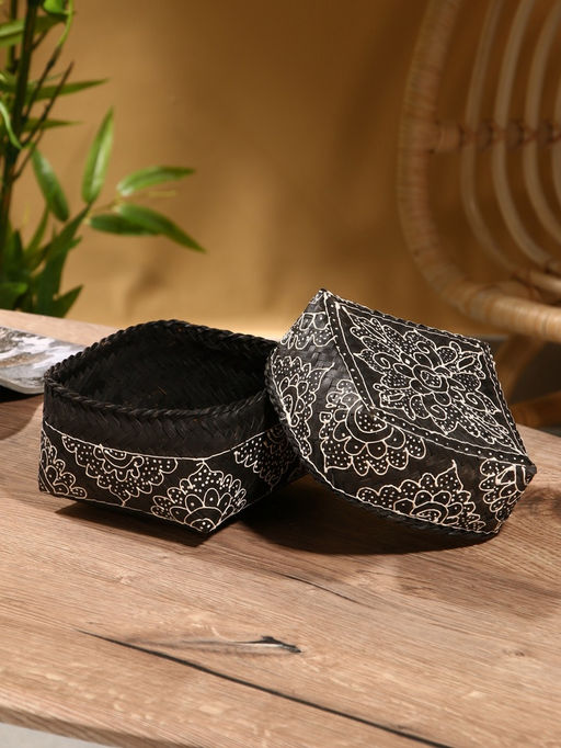 Корзинка плетёная «Бонтанг», 16×16×12 см, бамбук, тёмная