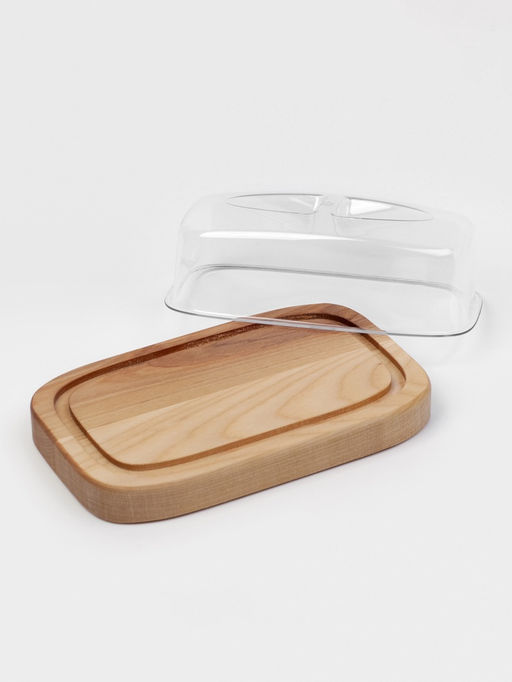 Маслёнка - сырница деревянная с крышкой Adelica, 17×11×6.5 см, берёза