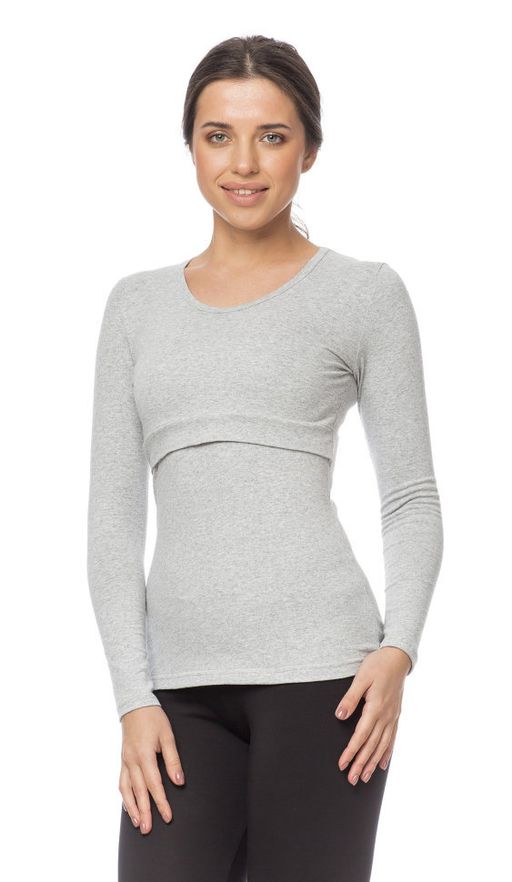 Лонгслив для кормящих, серый меланж - Knitka wear фото 3