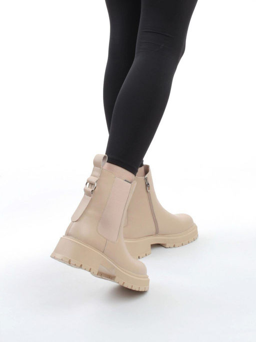 04-PAT160-2Z BEIGE Ботинки зимние женские (натуральная кожа, 100% шерсть)