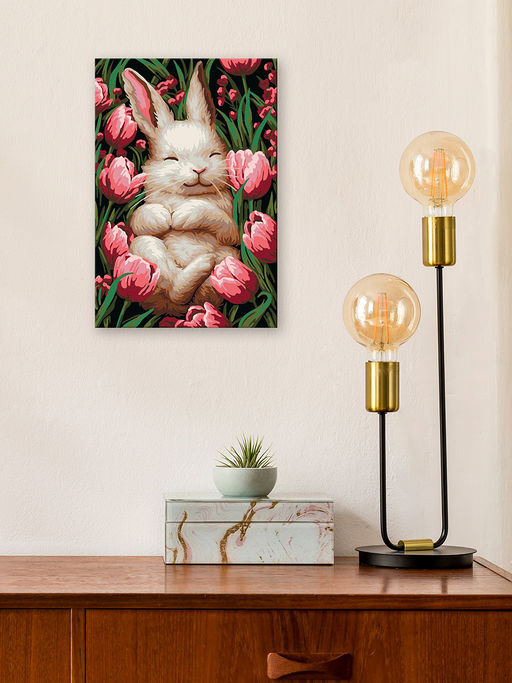 ФРЕЯ PNB/PS-375 Набор для раскрашивания по номерам 30 х 20 см Зайка в тюльпанах