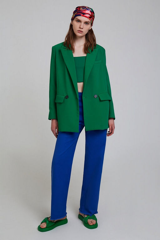 Ярко-синие джинсы с бахромой - Incity фото 3