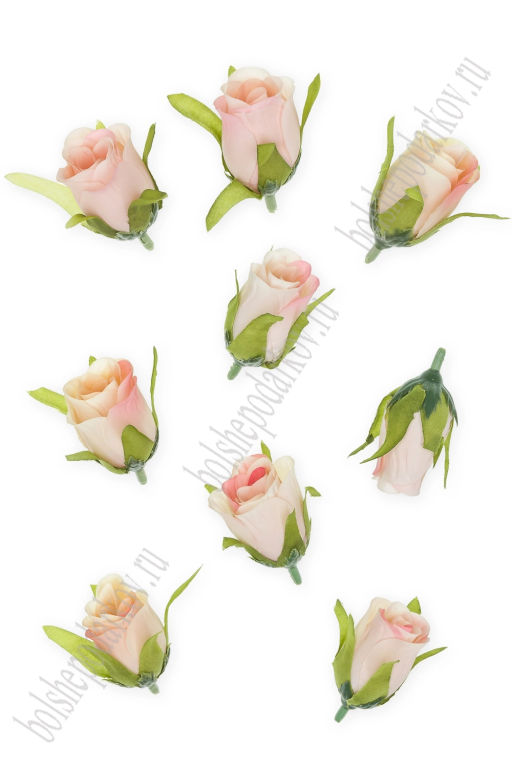 Головки цветов "Роза" 3*5 см (10 шт) SF-7874, розовый/бежевый