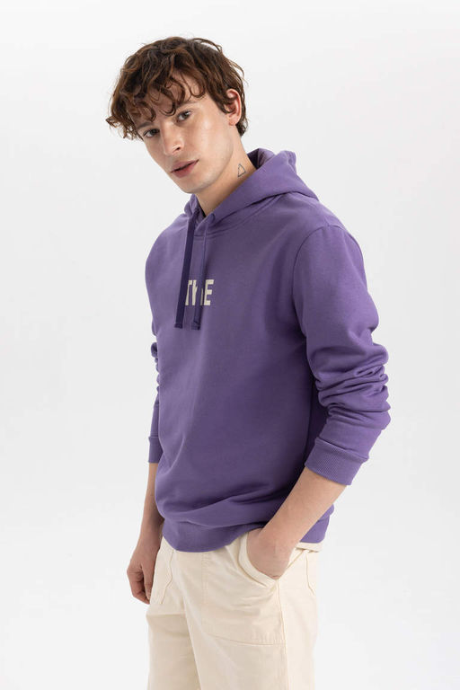 Толстовка обычного кроя с капюшоном и принтом - Defacto фото 4