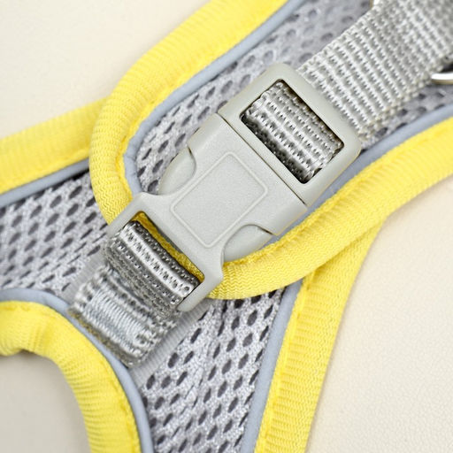 Комплект с мягкой шлейкой, размер XXS, поводок 150 х 1,5 см, ОГ 28-30 см,ОШ 24-26 см, жёлтый - Пижон фото 8