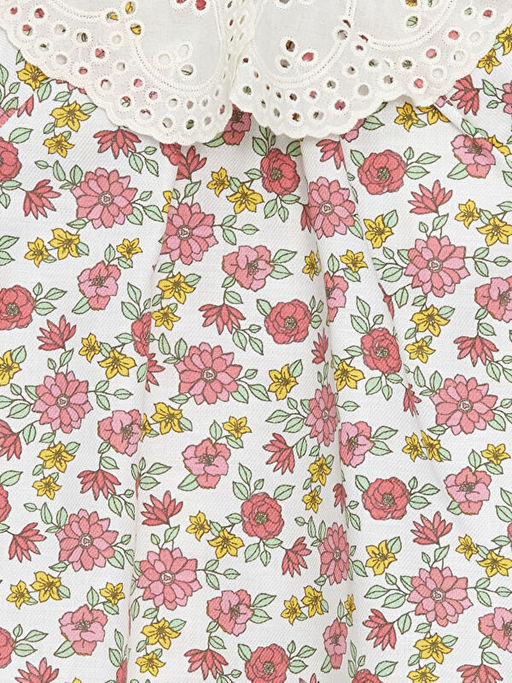 Bebe Yaka Uzun Kollu ?i?ekli K?z Bebek Elbise