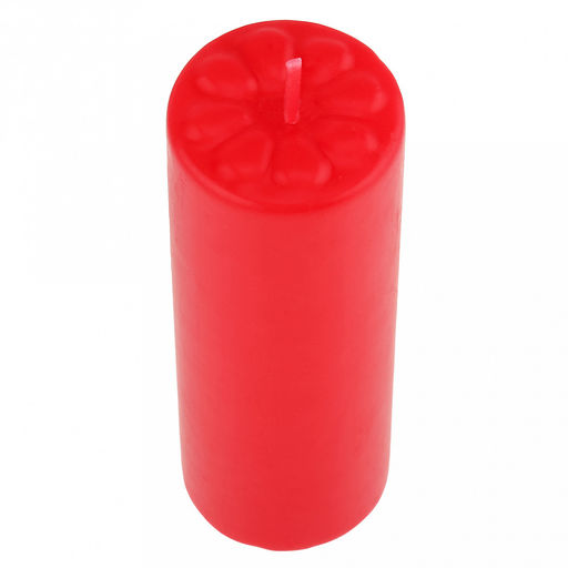 Свеча "Цилиндр" д4см, h12см, парафин, с декором, "Лепесточки", время горения 18 часов, красный (Россия)