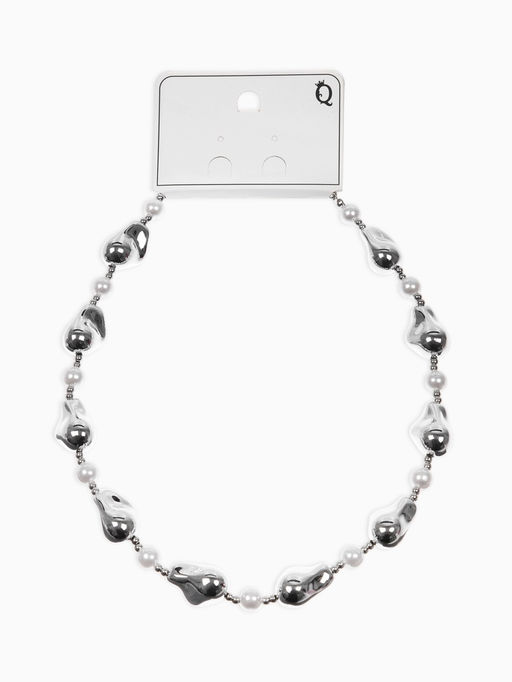 Бусы "Жемчуг Борокко", цвет белый в серебре 40+удл