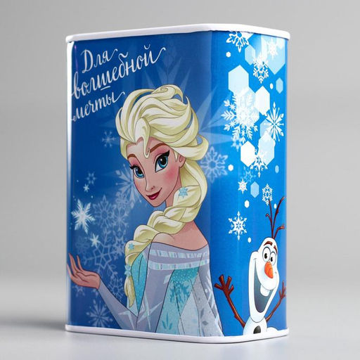 Копилка металлическая прямоугольная Снежная принцесса, 7.8 см × 4.8 см × 10.8 см
