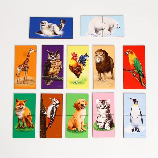 Пазл двойной Животные (головоломка), 12 пазлов, 24 детали - Лесная мастерская фото 11