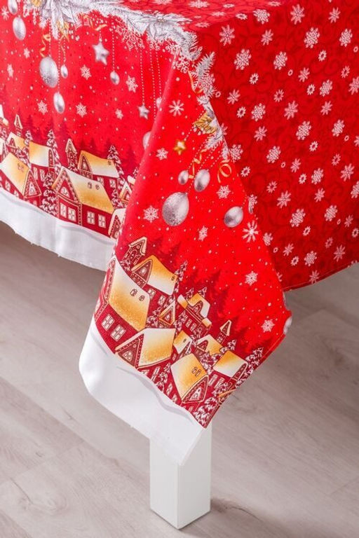 Скатерть Новогодняя ночь-красн. 150*150см. рогожка хлопок 100% - Лен поволжья фото 3